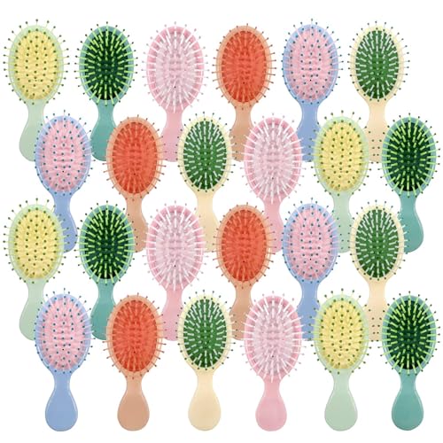 6 Pieces Mini Wet Hair Brush, Travel Detangling Brush, for Most Hair Types, with Ease Knots Without Tears or Breakage, Multicolor