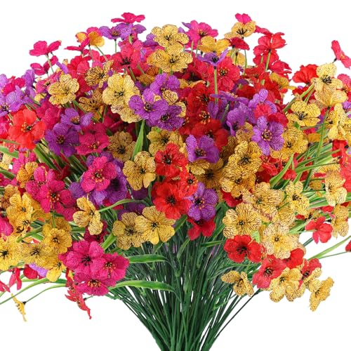 Hananona Artificial Flowers Outdoor Fake Flowers UV Resistant No Fade Faux Outdoor Plants Garden Porch Window Box Christmas Decorating