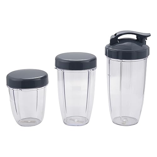 LKJJHGF 3Pcs Replacement Cups 32 Oz Colossal +24 Oz Tall +18oz Small Cup+3 Lids Compatible for Fruit Juicer Parts Kitchen Appliance Bottle