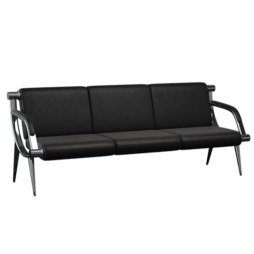 Waiting Room Chair with Armrest PU Leather Office Furniture, Office Guest Seating Lobby Conference Reception Chairs for Airport Clinic Hospital Bank Salon Barber