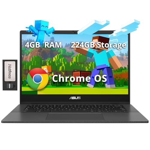 ASUS Chromebook CM1402 14" FHD Anti-Glare Laptop, MediaTek Kompanio 520, 4GB LPDDR4X, 224GB Storage(64GB eMMC+160GB Docking Station Set), HD Webcam, WiFi 6, Bluetooth, Chrome OS, Gravity Gray
