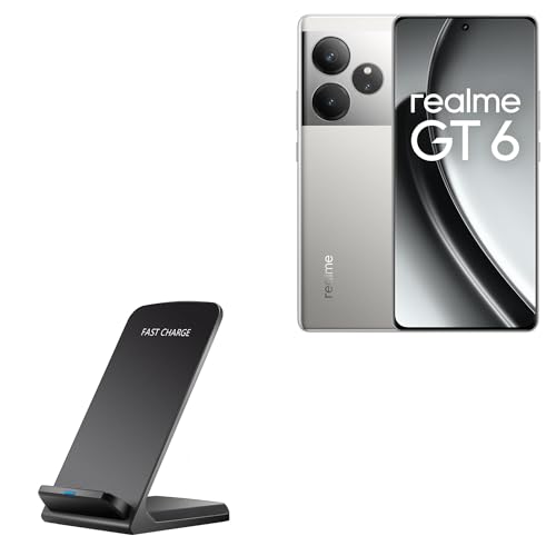 BoxWave Charger Compatible with Realme GT 6 - Wireless QuickCharge Stand (10W), No Cord; no Problem! Charge Your Phone with Ease! - Jet Black