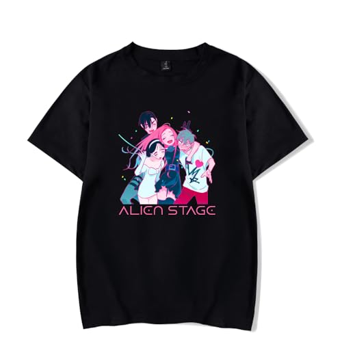 Alien Stage Merch T-Shirt Men Women Printed Tee Anime Merch Casual Short Sleeve T-Shirts Top, Black, XX-Large
