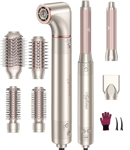 Deluxe 8-in-1 Air Styler Pro 2025 by Rylena, Hair Dryer Brush for Fast Drying, Auto Curling, Smoothing&Volumizing, 8 Attachable Heads, 110,000 RPM High-Speed Multi Styler, 600M Ionic Care, Stone