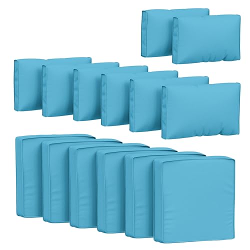 14 Pcs Outdoor Cushion Covers Patio Cushion Slipcovers Replacement Splash Proof with Zipper for Outdoor Furniture, Patio Sofa Couch 3 Sizes, Covers Only