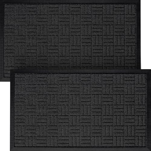 2 Pack Front Door Mats Outdoor Mat Door Mat Indoor Entrance, Indoor and Outdoor Safe, Slip Resistant Rubber Backing, Absorbent and Waterproof, Dirt Trapping Rugs for Entryway, 29.5" x 17 "
