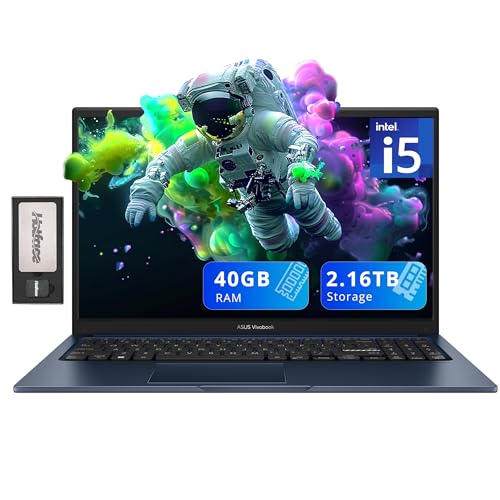 ASUS Vivobook 15 Business Laptop, 15.6" FHD Display, Intel i5-1235U, 40GB RAM, 2.16TB Storage(2TB SSD+160GB Docking Station Set), Intel Iris Xe Graphics, Webcam, Numeric Keypad, Win 11, Blue