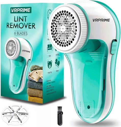 VR PRIME Lint Remover for Clothes | Electric Fabric Lint Shaver for Sweater, Woolen Clothes and Blankets (6 Blades, 9000 RPM Motor)
