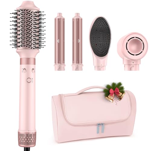 MESCOMB Dual Voltage Hot Air Styler Wrap - 5 in 1 Hair Dryer Brush with Fast Drying Blow Dryer, Styling, Straightening & Volumizing with Travel Bag (100V–240V) Gift for Women