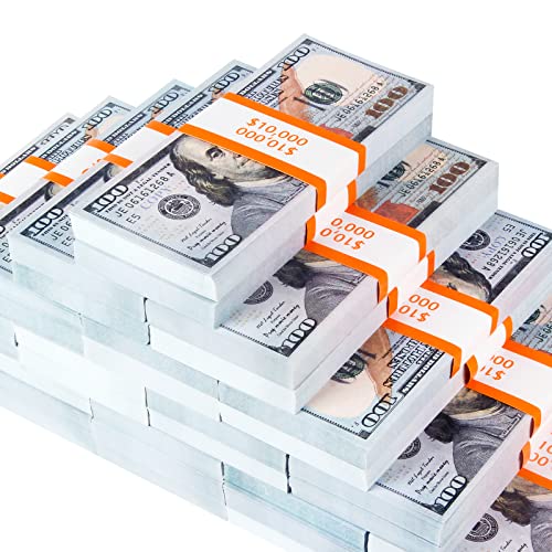 Tutoyo 300 Pcs Movie Prop Money, Prop Money 100 Dollar Bills Realistic, Play Money Full Print 2 Sided Looks Real for Movies, Videos, Teaching and Birthday Party