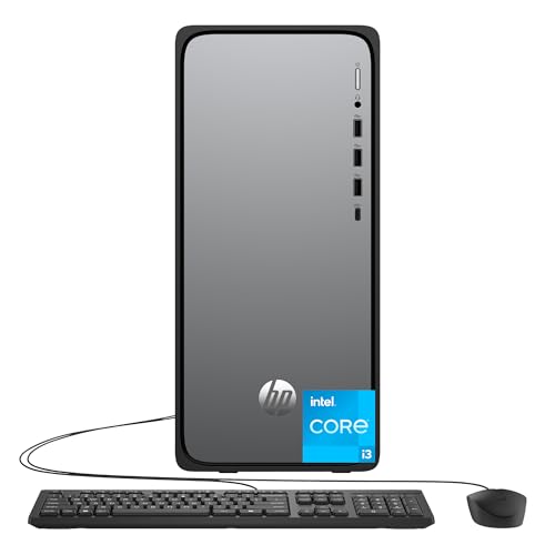 HP OmniDesk Desktop PC, Intel Core i3-14100, 8 GB RAM, 512 GB SSD, Intel UHD Graphics 730, Windows 11 Home, Microsoft Copilot, Meteor Silver, M02-0010 (2025)