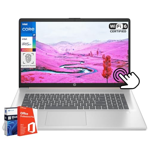 HP 17" Touchscreen Business Laptop, Intel 10-Core i7-1355U(Up to 5 GHz), Microsoft Office Pro Lifetime, 64 GB RAM, 2 TB SSD, HD Audio, 720P Webcam, WiFi 6, Bluetooth 5.3, Win 11 Pro, Pale Rose Gold