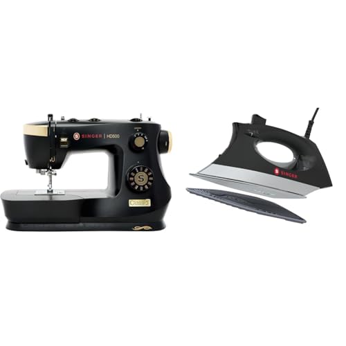 SINGER Heavy Duty 500 Sewing Machine & SteamCraft Plus 2.0 Iron Black | Strong Motor, 32 Stitches, LED Light, Precision Steam