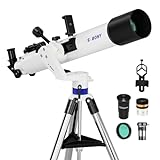 SVBONY SV520 Telescope for Adults High Powered, 90mm Aperture 800mm Focal Length, Refractor with AZ Mount, Telescope Kit for Beginners with PL10, K25 Eyepiece, Barlow Lens, Phone Mount