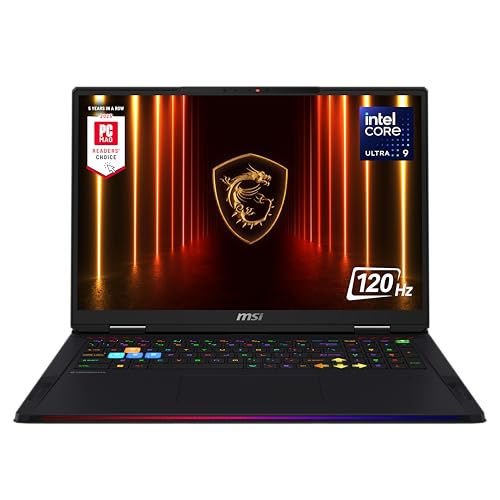 msi Raider 18 HX AI 18” 120Hz UHD+ Gaming Laptop: Intel Core U9-285HX, NVIDIA Geforce RTX 5090, 64GB DDR5, 2TB NVMe SSD, Thunderbolt 5, Wi-Fi 7, Win 11 Pro: Black A2XWJG-069US