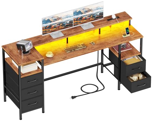 Reversible Home Office Desk with Adjustable Fabric Drawers