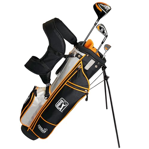 PGA Tour Youth Golf Club Set for Ages 8-12 (4’8”-5’2”) and 12+ (5’2”+), Right and Left-Handed Kids Golf Sets – Beginner Junior Golf Clubs with Lightweight Stand Bag, Mallet Putter, Hybrid, Driver