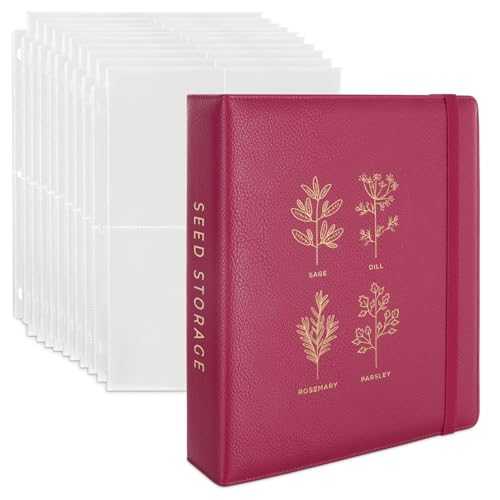 Seed Storage Organizer Binder - Seed Packet Organizer with 50 Pack Sheet Protectors That Stores 200 Seed Envelopes. Seed Storage Binder Delivering Complete Seed Saving Kit for Every Garden Lover.