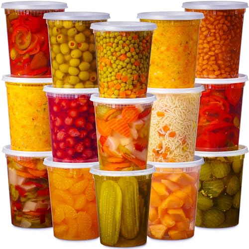 Munfix Plastic Deli Containers with Lids - Food Storage Containers with Lids - Clear Disposable Meal Prep Containers, BPA Free, Stackable, Leakproof, Microwave and Freezer Safe