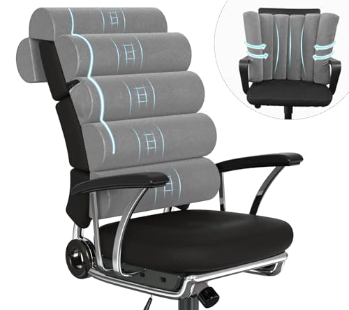 Ergonomic Lumbar Support Pillow for High Back Office Chair - Adjustable 6 Semicircular Back Cushion with Breathable Soft Cover,Spine Support for Desk/Gaming Chairs, Neck/Upper/Lower Back Pain Relief