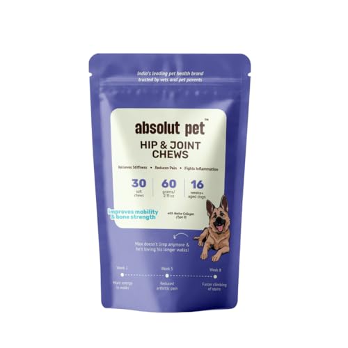 Absolut Pet Hip and Joint-Supplements for Dogs Chews That Improve Mobility & Bone Strength with Glucosamine, Chondroitin & Collagen (30 Chews)