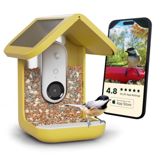 Bird Buddy Solar Smart Bird Feeder with Camera - Ai Bird Species Identification, 5Mp Photos, 2K Hd Video Live Stream Camera, Solar-Powered Charging, 2.8In Focus