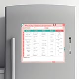 AccuPrints Weekly Meal Planner Vinyl, Magnetic White Board Planner Sheet (30x30cm, Landscape) with Marker Pen - Dry Erase Flexible Writing Film for Kitchen Fridge (Pink And Turquoise)