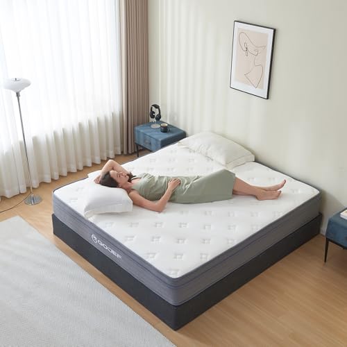 Gojef Full Size Mattress, 12 Inch Hybrid Memory Foam Mattress in a Box with Independent Spring, Soft and Pressure Relief, CertiPUR-US Certified