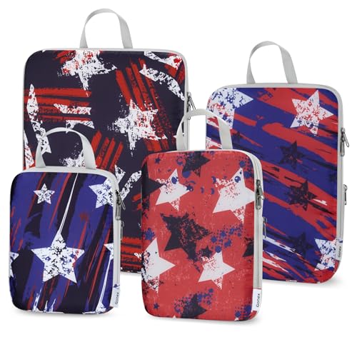 Gonex Compression Packing Cubes, 4pcs Expandable Storage Travel Luggage Bags Organizers, Travel Cubes for Suitcase Carry On