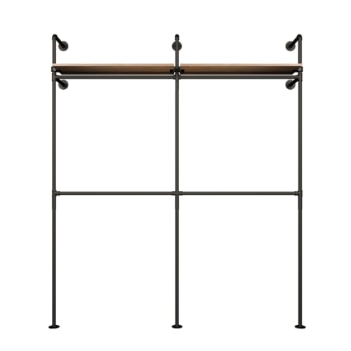 pamo Industrial pipe clothing rack metal black - Wall mounted clothes racks for hanging clothes - KIM Double Parent