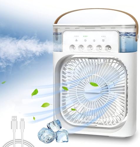 PIBOKU Mist Fan with 5 Hole Spray, Efficient Cooling for Home, Office, and Outdoor Spaces, Ultra-Quiet and Portable