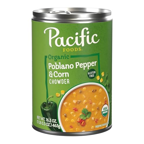 Pacific Foods Organic Poblano Pepper and Corn Chowder, 16.3 oz Can (Pack of 12)