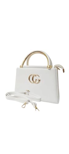 aaifa Women/Girl's Bag Women's Sling Bag Women's Handbag with Gold Handle and CC Logo, Luxury Bag, White
