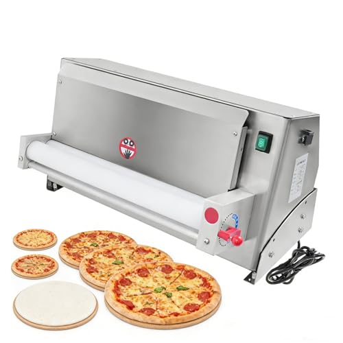 Bokknppo Electric Dough Sheeter Machine Pasta Maker Machine for Icing Pizza Dough Roller Sheeter Automatic Commercial Pizza Press Stainless Steel for Bread Marzipan and Puff Pastry (450W)