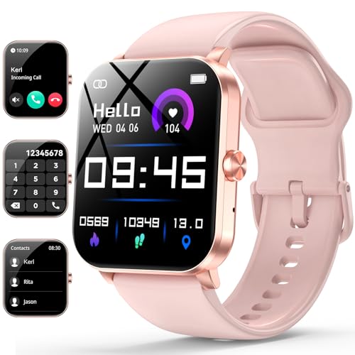 Smart Watch for Men Women, 1.85" HD Touch Screen with Bluetooth Calling, 120+ Sports Modes, Heart Rate/Sleep/SpO2 Monitor, IP68 Waterproof, Compatible with iOS/Android (Pink)
