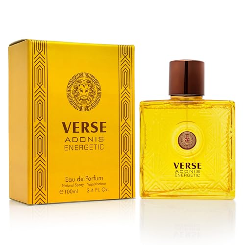 Verse Adonis Energetic for Men - Long-Lasting Fresh Fragrance, Bold & Invigorating Scent, Perfect for Day & Night Wear, Energizing & Powerful Aroma, 3.4 Fl Oz (100ml) Eau de Parfum Bottle Spray Par