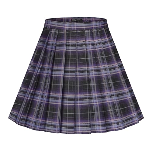 Urban CoCo Women's Uniforms Plaid Pleated Mini Skirt