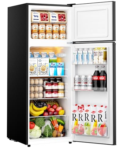 EUHOMY 7.4 Cu.Ft. Refrigerator with Freezer, 2 Door Fridge, Large Capacity,Adjustable Thermostat, Refrigerator for Kitchen/Dorm/Apartment/Garage - Food Storage or Cooling drinks, Black
