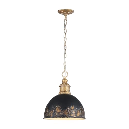 Alison 1-Light Pendant in Vintage Gold with Weathered Black Iron