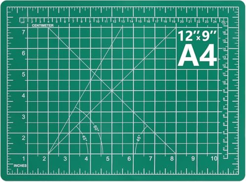 VERAT Self Healing Cutting Mat for Sewing, Self Healing Double Sided Quilting Crafts Mat - Fabric Cutting Mat - Non Slip Surface - Rotary Cutting Board Green Mat (A4)