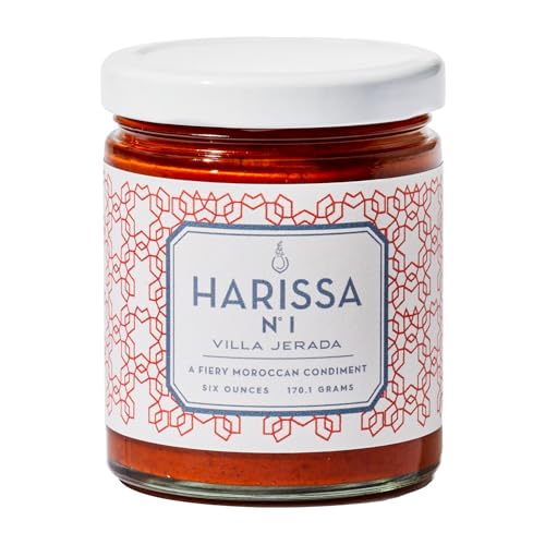 Villa Jerada, Harissa, 6 oz, Fiery Moroccan Hot Sauce with Preserved Lemon, The Perfect Amount of Savory, Tang, and Spice to Any Meal