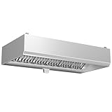 Commercial Exhaust Hood 6 FT Stainless Steel Concession Trailer Hood with 4 Removable Hood Filters(No Motor), Grease Cup and 1 Hood Light, Rust Resistant Vent Hood for Commercial Kitchen, NSF Listed