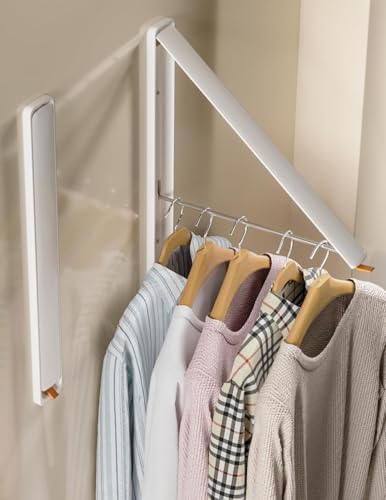 Dr.DJ Clothes Drying Rack, Wall-Mounted Retractable & Foldable Clothes Hanger for Laundry Room Dorm Closet