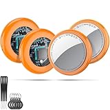 Tracker Tags (Orange) 4-Pack, Bluetooth Tracker Work with Apple Find My (iOS Only), Key Finder and Item Locator Smart Tag with Protective Case/Key Ring/Lanyard, Tracker Tag for Keys/Luggage/Wallet