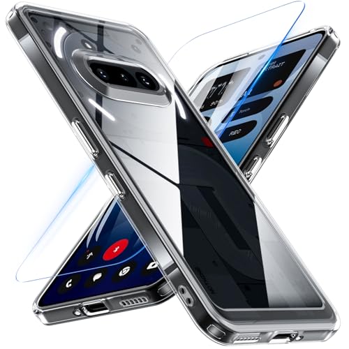 RC1WD for Nothing Phone (3a) Case with Screen Protector, [Not-Yellowing] Military-Grade Protection Shockproof Protective Cover Case for Nothing Phone (3a), Clear