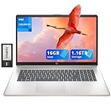 HP 17.3" HD+ BrightView Laptop, Intel Celeron N4120, 16GB RAM, 1.16TB Storage (1TB SSD + 160GB Docking Station Set), Intel UHD Graphics, Full-Size Keyboard, Webcam, Wi-Fi, Windows 11 Home, Rose Gold