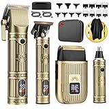 Bomxin Hair Clippers for Men Professional, T-Blade Barber Clippers and Trimmer Set, 4 in 1 Mens Cordless Hair Clipper for Barber Kit, Electric Beard Trimmer with Package Case,Gifts