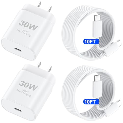 USB C Phone 16 15 Pro Max Charger Fast Charging Block, 30W USB C Charger with 10FT USB-C Fast Charging Long Cable Cord for Phone 16 Pro Max/16 Pro/16 Plus/16/15 ProMax/15Pro/15Plus/15 GalaxyS24