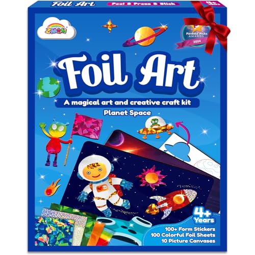 ZMLM Foil Art Kit for Kids - Arts Crafts Fun Mess Free Activity, Gifts for Ages 4 5 6 7 8 9 Girls Boys, Crafts for Kids Creative Birthday Easter Basket Stuffers Gifts Toys