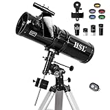 HSL 150EQ Astronomical Reflector Telescope for Adults high Powered,150mm Aperture Professional Telescopes for Adults Astronomy,Comes with 5 Color Filters Set and 3X Barlow Lens Black